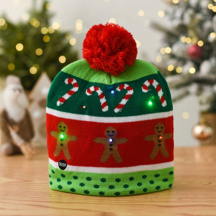 ACCITY - Wholesale Santa Hat - CHRISTMAS LED LIGHT GLOWING KNITTED CHRISTMAS HAT_CWAH23146