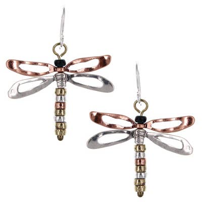 FR2501 3D koppar silver CS Dragonfly dinglande örhängen för wholesale av 0011 PREMIERE