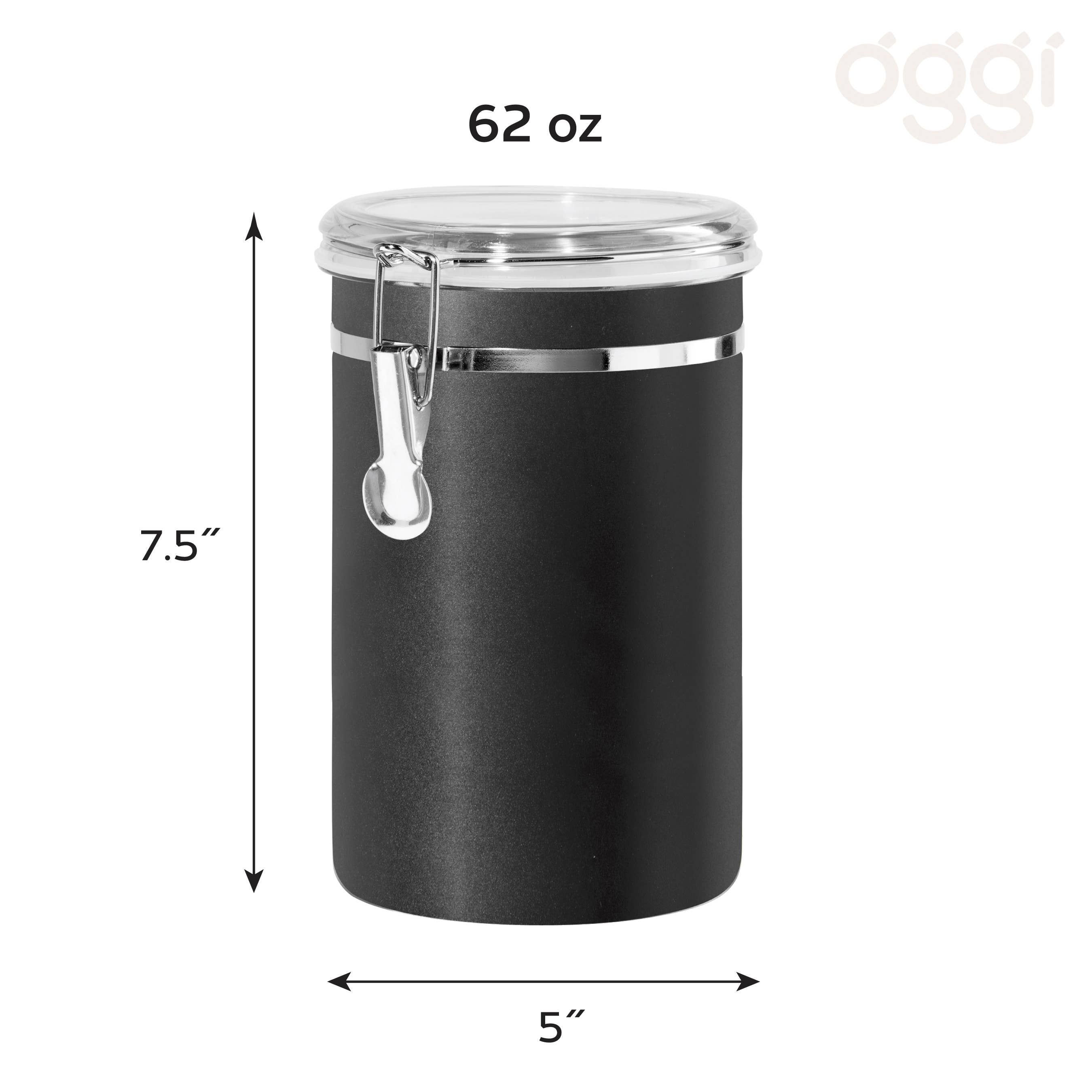 Oggi - Wholesale Canister - Food Canister - Stainless Steel & Clear Lid (7.5" H, 62 oz)12