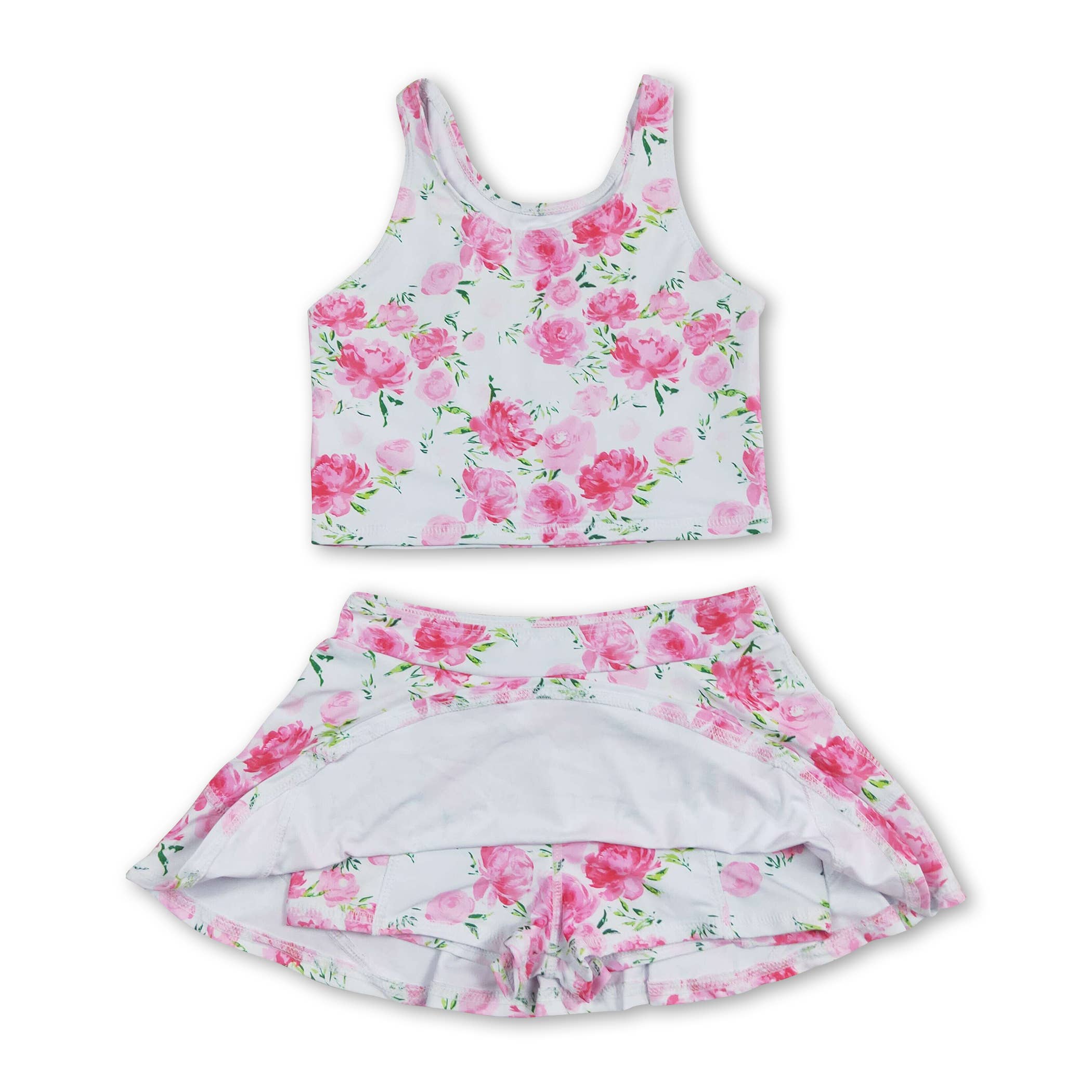 Yawoo Garments - Wholesale Top & Skirt Set - Kids - Sleeveless top skort kids girls active wear set 1
