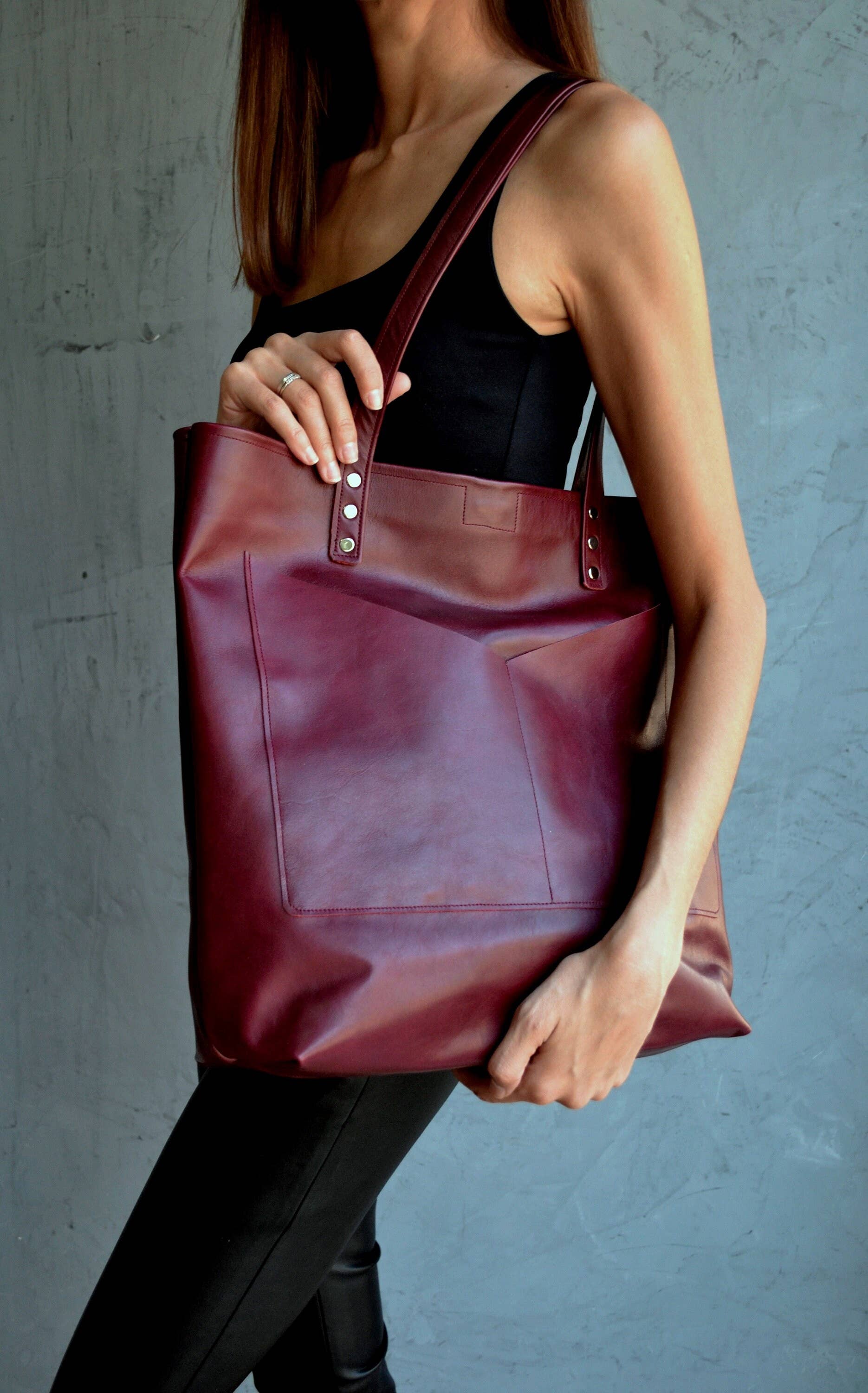 ANA KOUTSI - Wholesale Tote Bag - Women's - Estia leather tote bag in bordeaux7