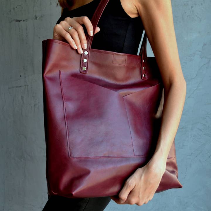 ANA KOUTSI - Wholesale Tote Bag - Women's - Estia leather tote bag in bordeaux7
