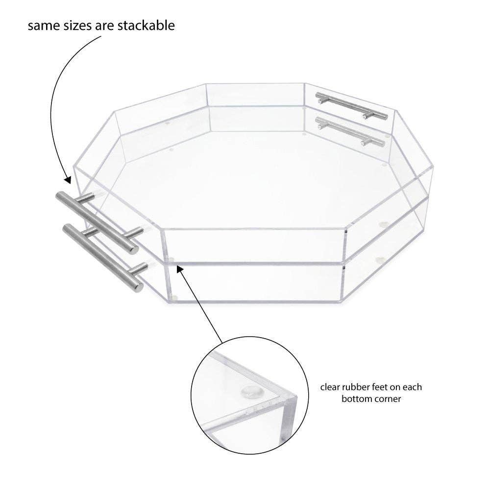 Isaac Jacobs International - Wholesale Serving Tray - Isaac Jacobs Clear Acrylic Serving Tray with Metal Handles46