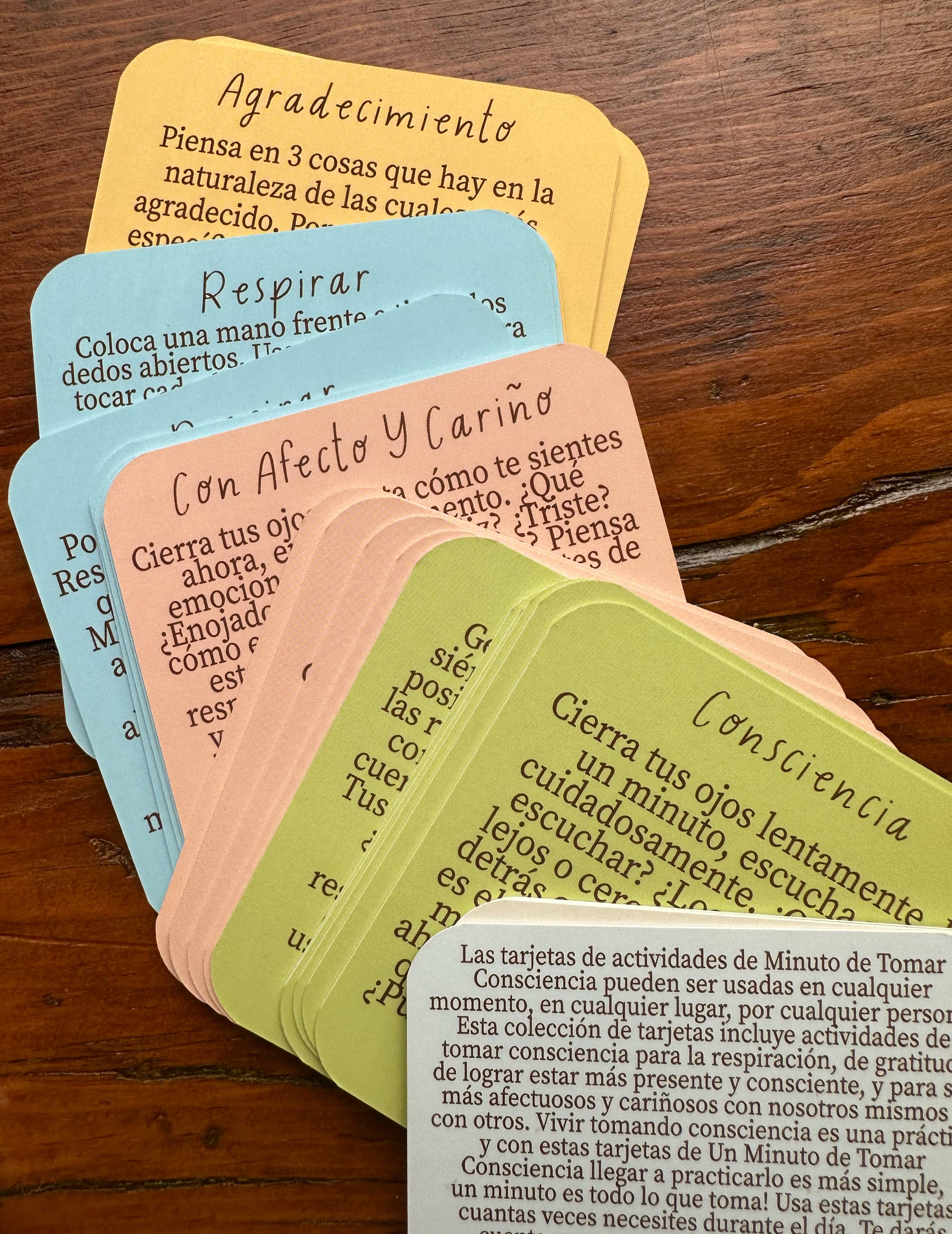 Mindfulnice - Wholesale Tarot Cards - SPANISH Mindful Minute Mindfulness Activity Cards (original)1