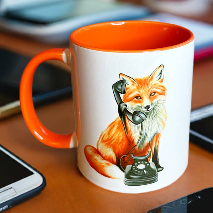 Mug Fox on the Phone pour la vente par Sardines Studio