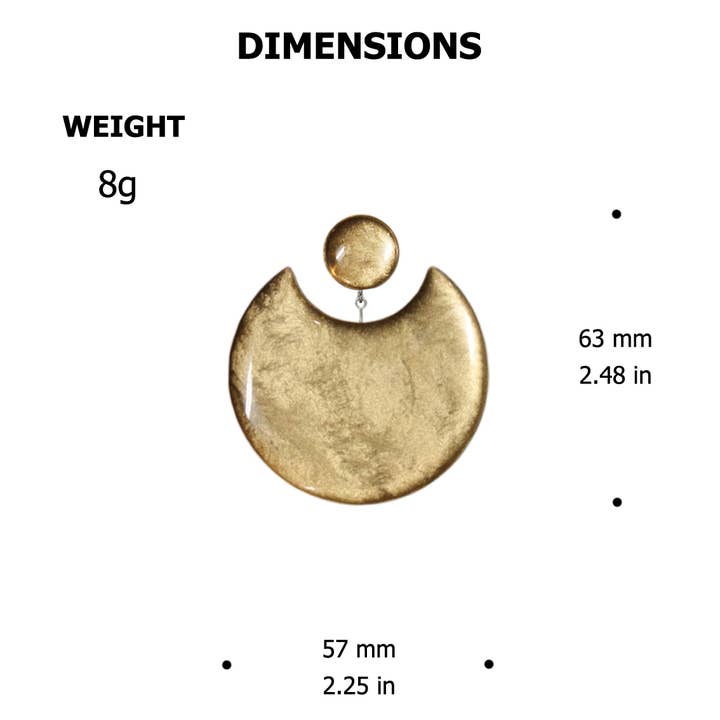 Mo Resin - Wholesale Dangle earrings - Moon Eclipse Gold Artistic Statement Earrings - ST010G2