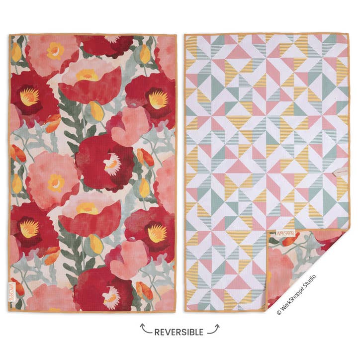 Abstract Poppies Microfiber Kitchen Dish Towel for wholesale by WerkShoppe