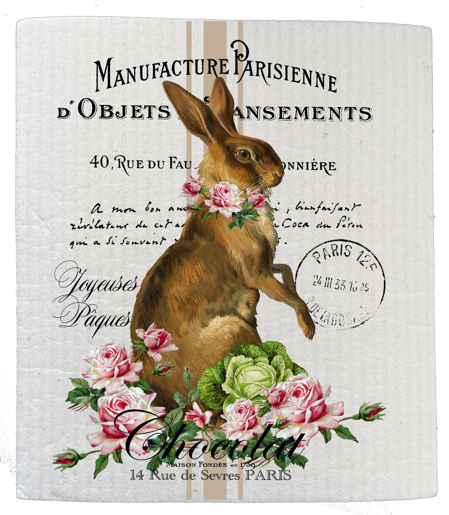 Avery Lane Gifts - Wholesale Dishcloth - Easter French Easter Bunny Kitchen SWEDISH DISH CLOTHS