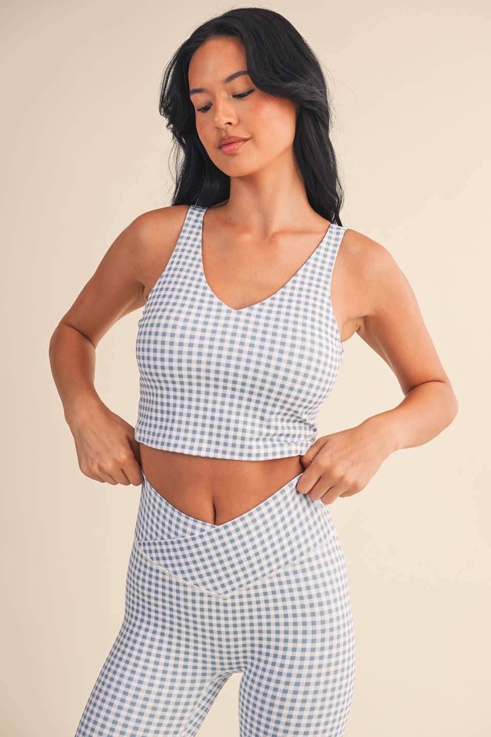 KIMBERLY C - Wholesale Sports Bra - Women's - Gingham Print Aligned Performance Cropped Tank Top15