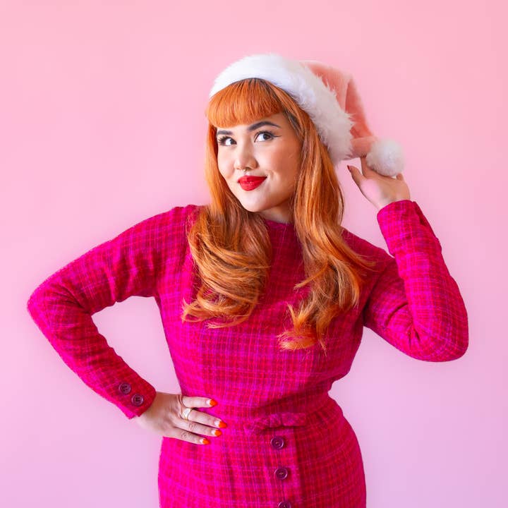 Luxe Christmas Santa Hat | Light Pink for wholesale by Sunshine Studios