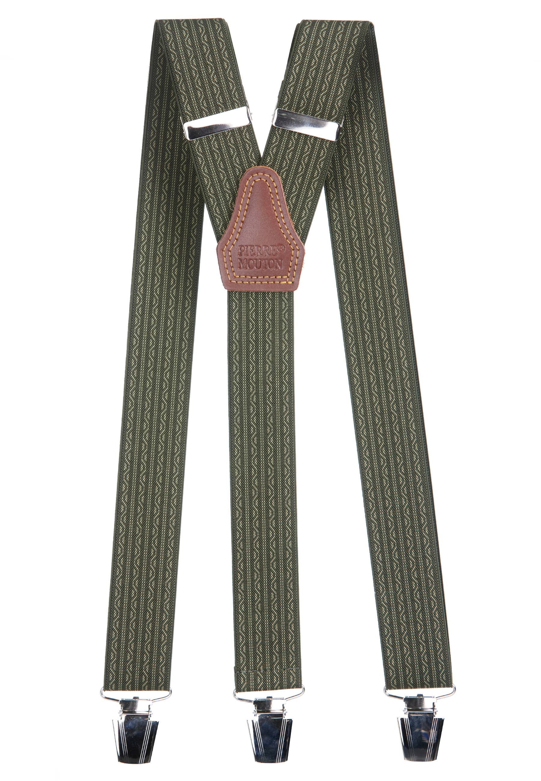 Pierre Mouton – wholesale Suspenders – Unisex – Pierre Paris Green Brace 3 clips/120 cm | Handmade0