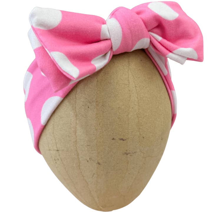 Victoria’s Pink Polka Dot Baby Headband for wholesale by The Sassy Olive Handmade Headbands