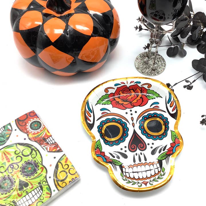 Dia de los Muertos Sugar Skull Paper Plates for wholesale by All Little Cute Things