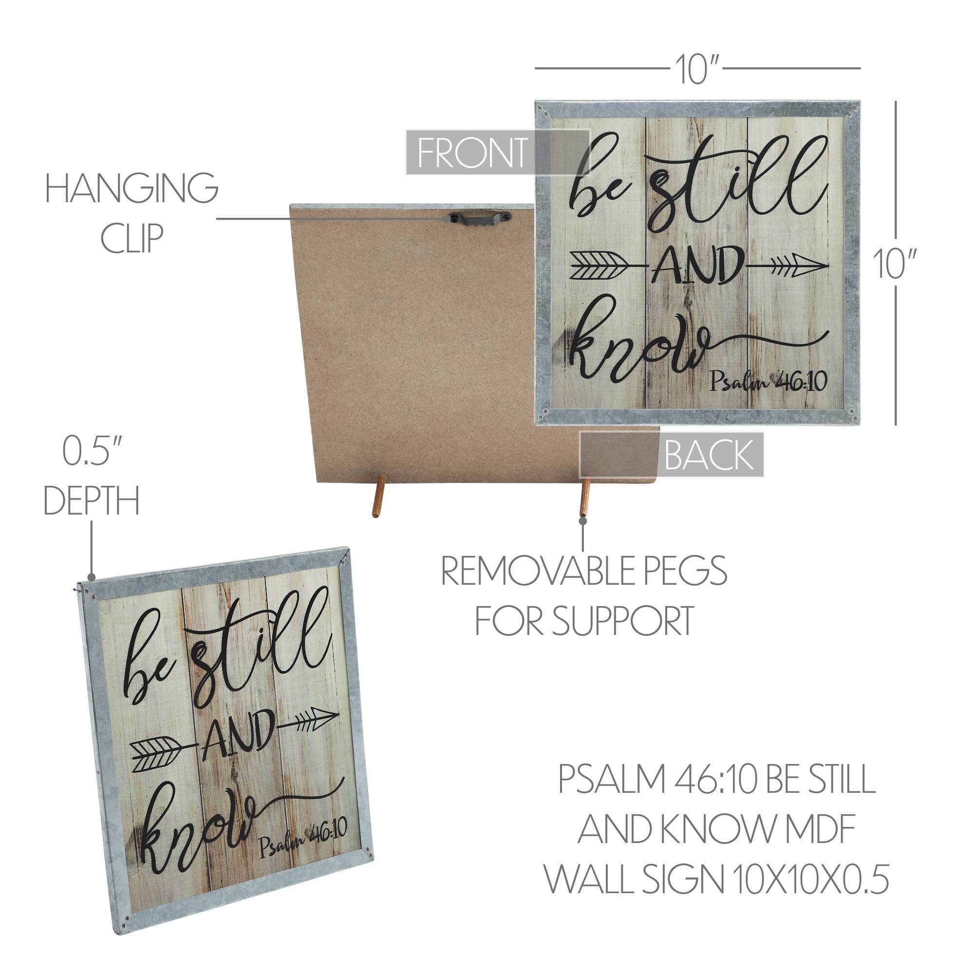 VHC Brands - Wholesale Sign - Celebrate Grace Psalm 46:10 Be Still And Know MDF Wall Sign 10x10x0.55