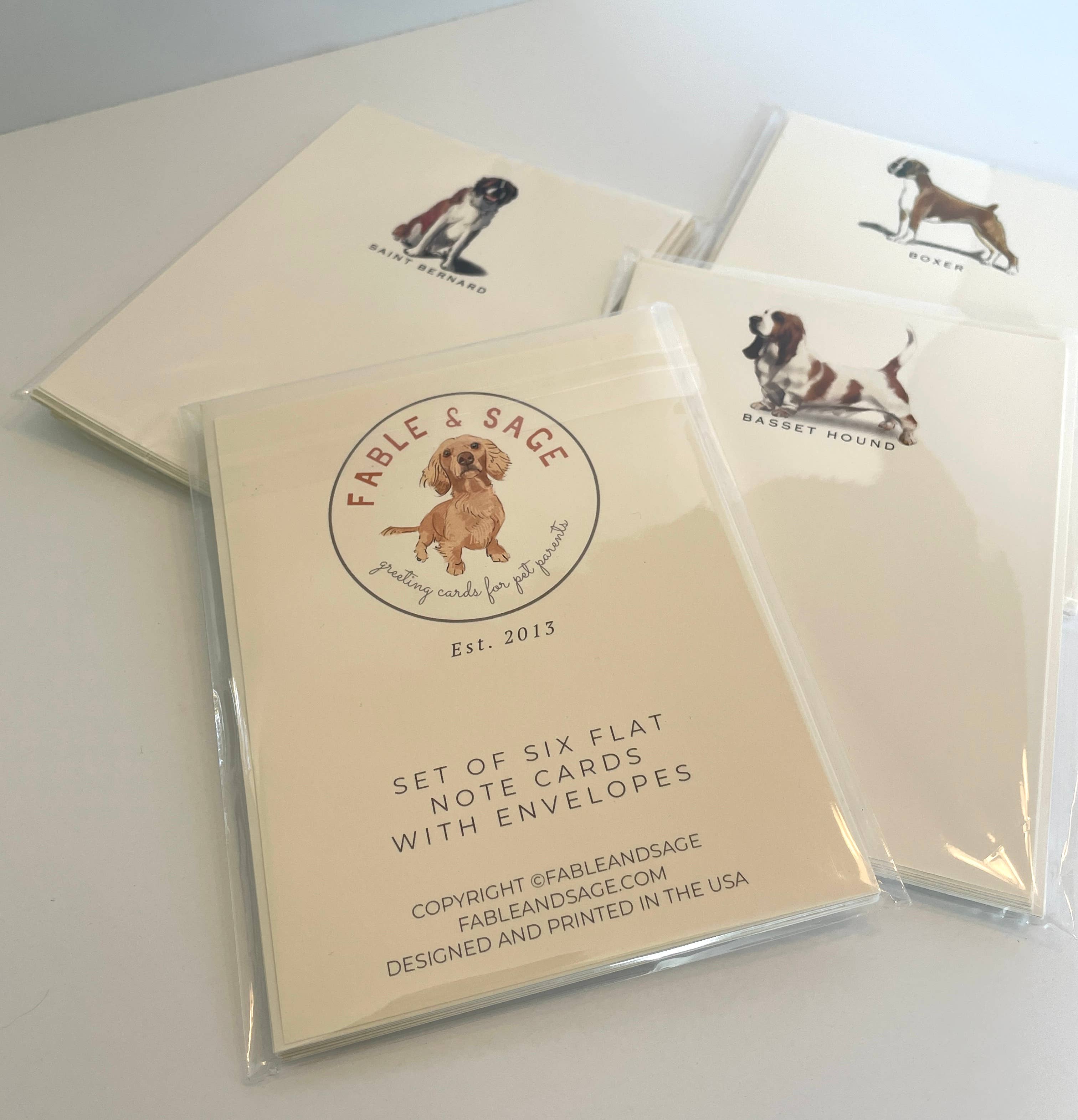 Fable & Sage - Wholesale Stationery/Notecard Set - Dog Note Cards | Boston Terrier | Set of 62