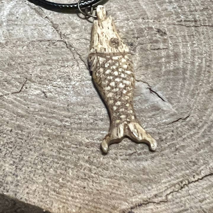 Bone Celtic Salmon of Knowledge Necklace for wholesale by Crystals of the Mines LLC