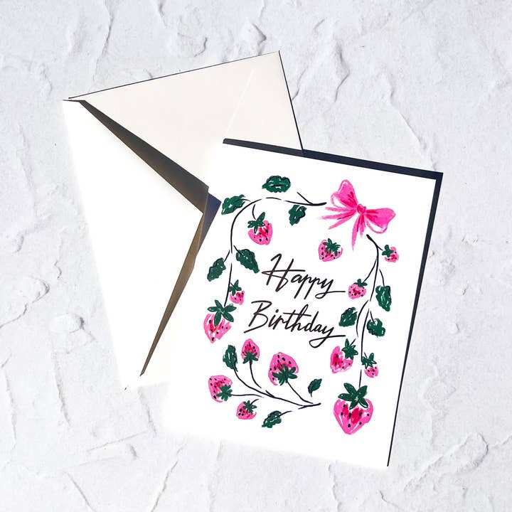 Carte de vœux Nœud Fraise pour la vente par Michio Aluna