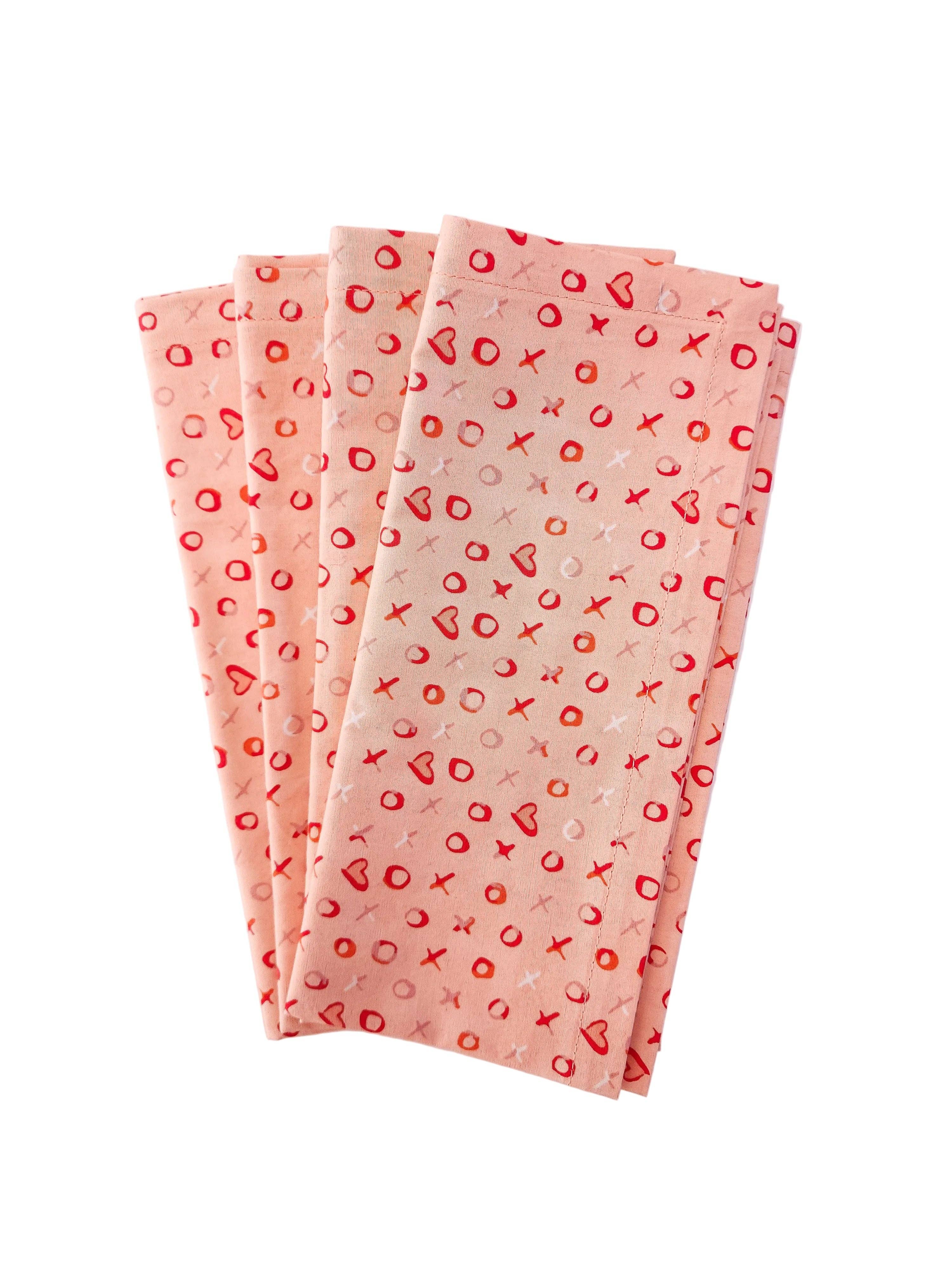 90 West Linen Co. - Wholesale Dinner & Cloth Napkin - Xs and Os Valentine's Day Napkins, Set of 410