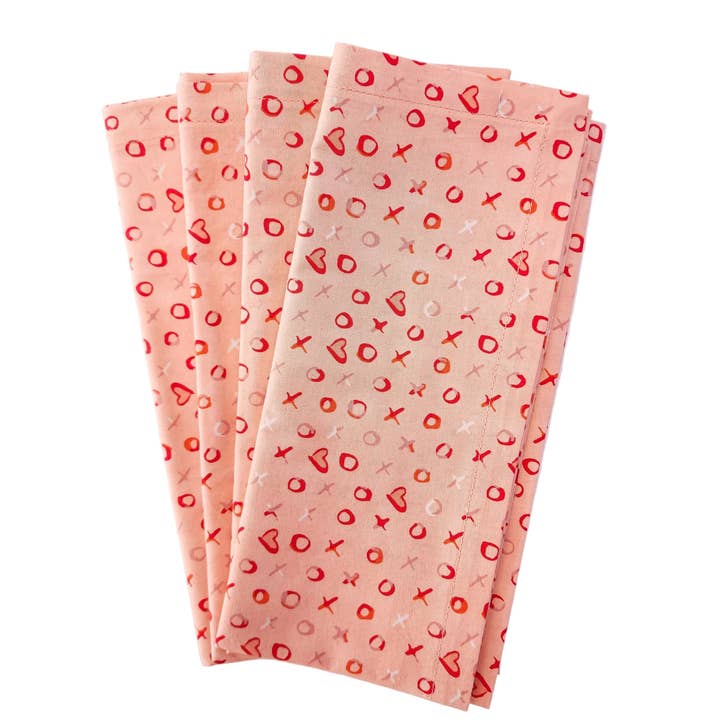 90 West Linen Co. - Wholesale Dinner & Cloth Napkin - Xs and Os Valentine's Day Napkins, Set of 410