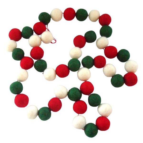 Koseli Handmade – wholesale Christmas decoration – Felt ball string Christmas colours