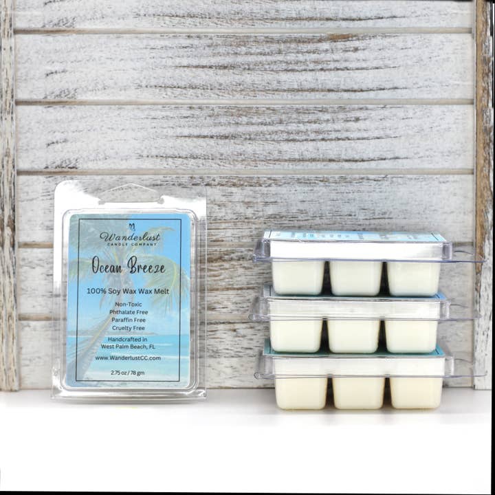 Ocean Breeze Scented Soy Wax Melt (Copy) for wholesale by Wanderlust Candle Company