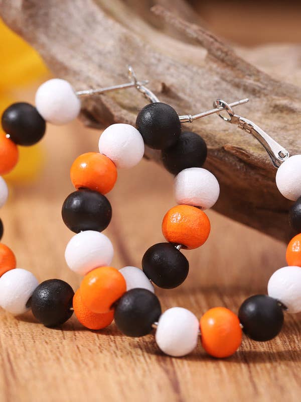 Wooden Bead Hoop Earrings E4885 for wholesale by Ole