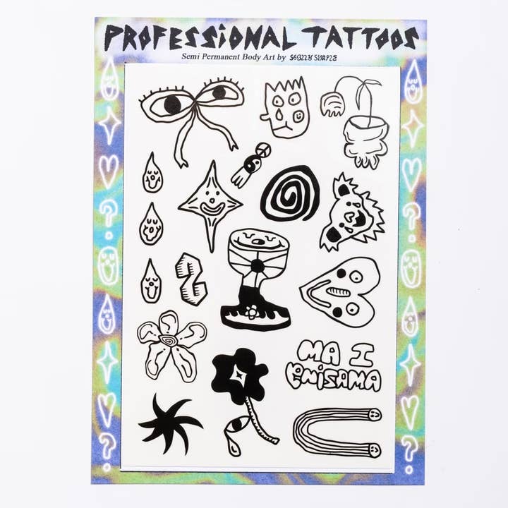 "Professional Tattoos" | a temporary tattoo page for wholesale by Holly Simple