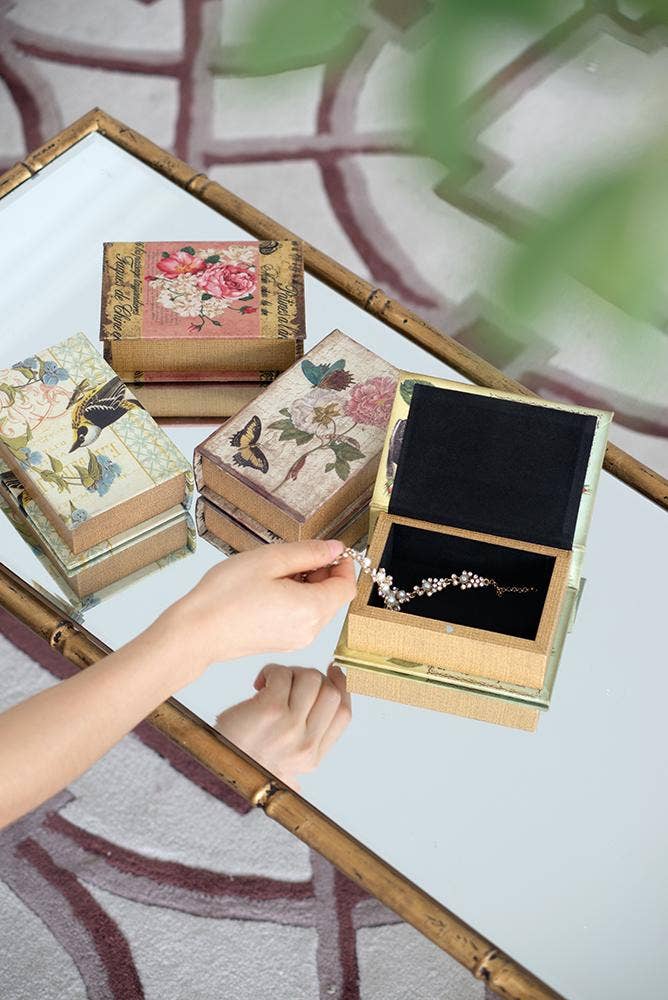 A&B Home Group Inc. - Wholesale Decorative Box - S/4 5.5x3.9x1.8" Nature Lover's Book Boxes, Flowers4