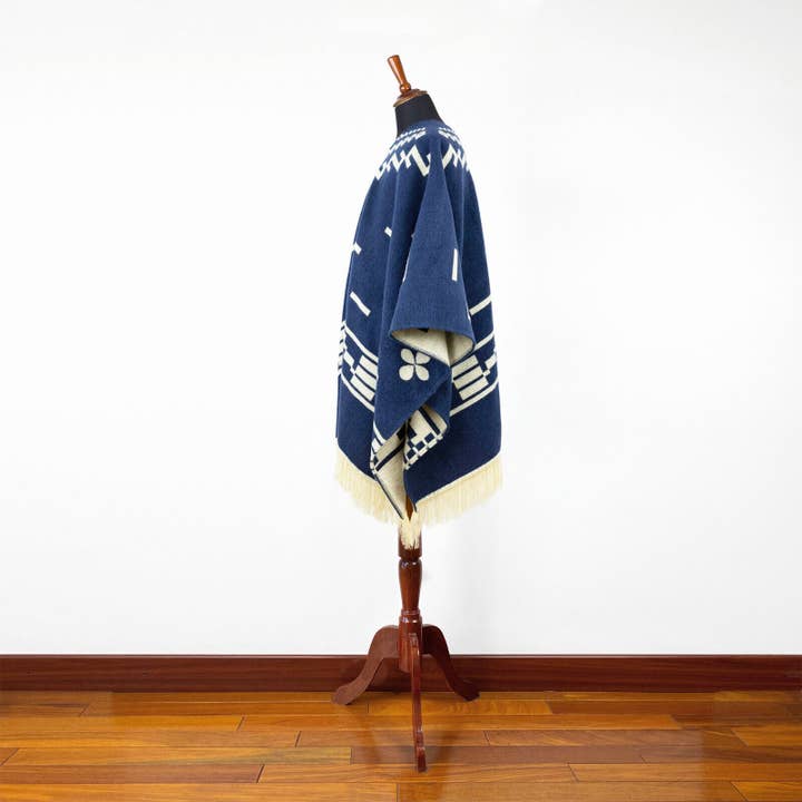 ECUALAMA - Wholesale Poncho - Unisex - Clint Eastwood Poncho cowboy Serape replica handmade of Alpaca wool Unisex - navy blue4