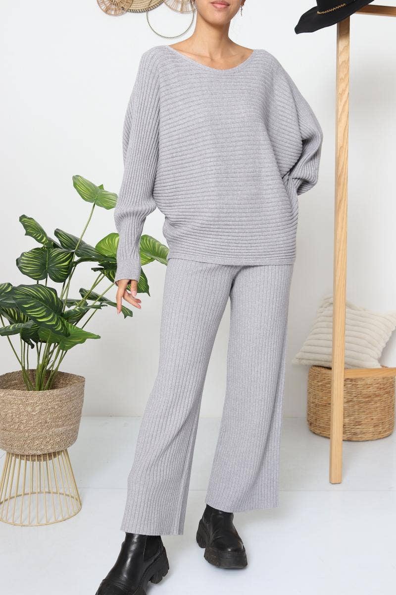 DIX-ONZE - Wholesale Top & Pant Set (NOT Loungewear) - Women's - Ribbed Fine Knit Set – Oversized Sweater & Wide-Leg Pants16