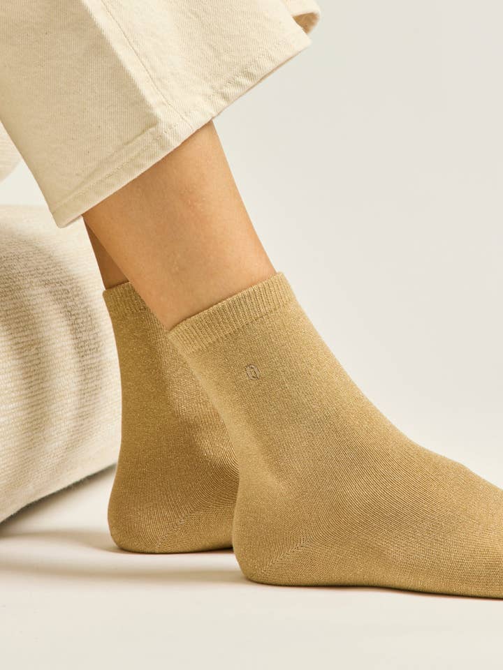 ODAJE - Wholesale Socks - Women's - Pack of 3 Socks - Fancy glitter and golden brown zebra3