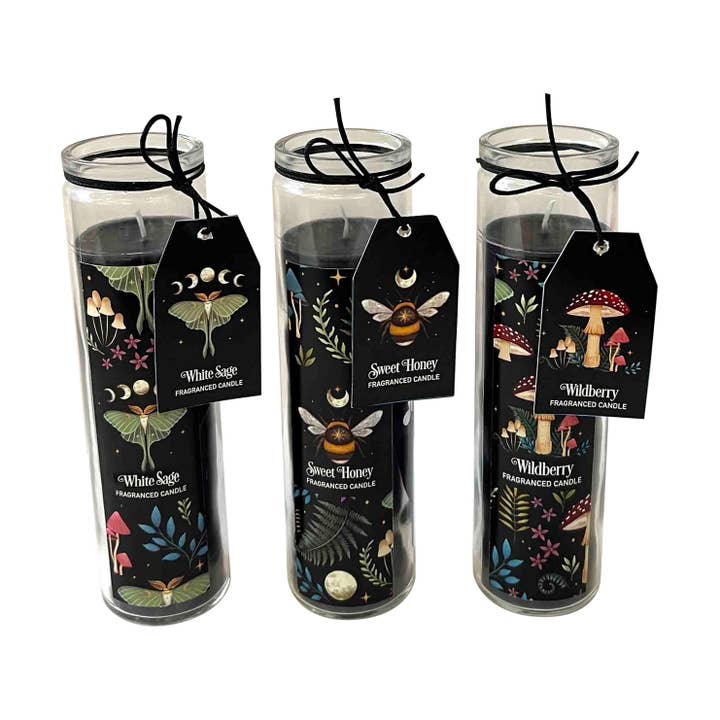 Cubby House by Malmar - Vente Bougies piliers - Bougie pilier de 21 cm avec motif en forme de phase de lune en forme de papillon, 3 Asstd0