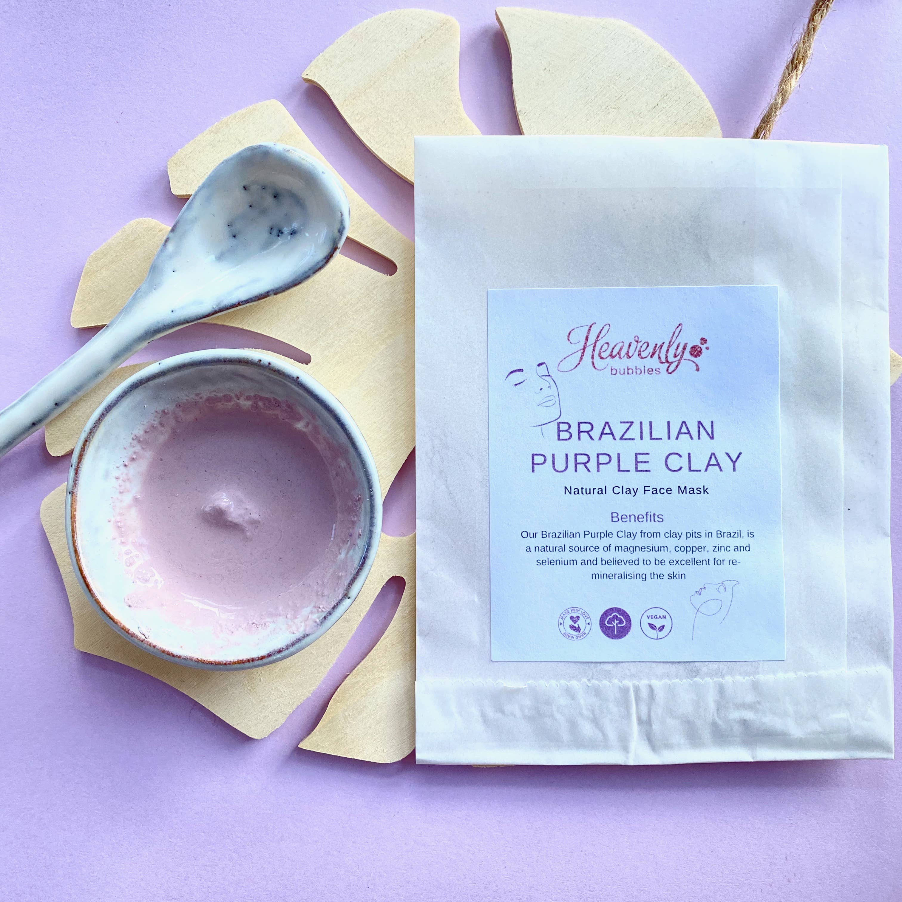 Heavenly Bubbles - Wholesale Skincare Face Mask - Brazilian Purple Natural Clay Face Mask Single Sachet3