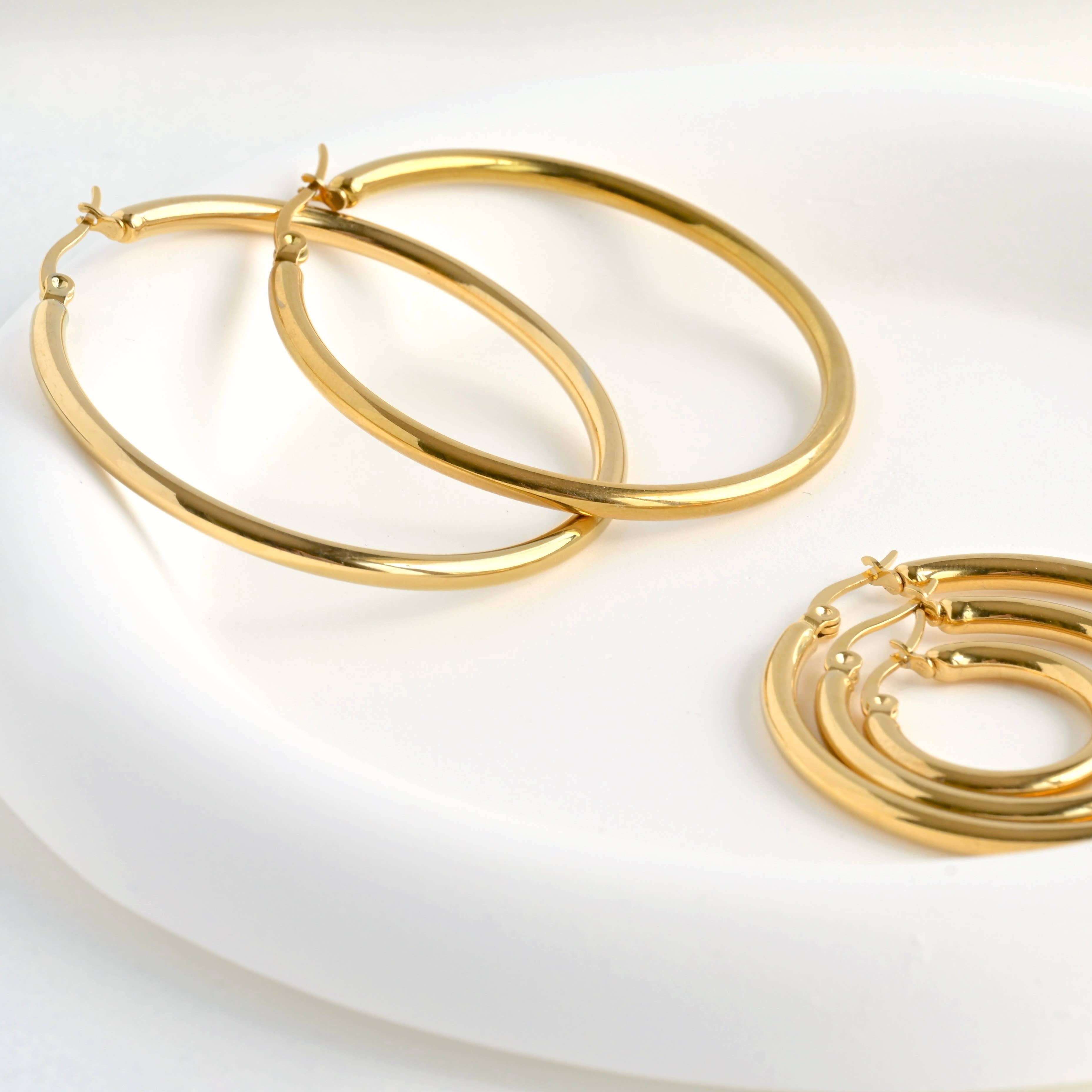 Blueyejewelry - Wholesale Hoop Earrings - 4.5 mm Tunnel Hoops - Waterproof Thick Tube Hoop Earrings6