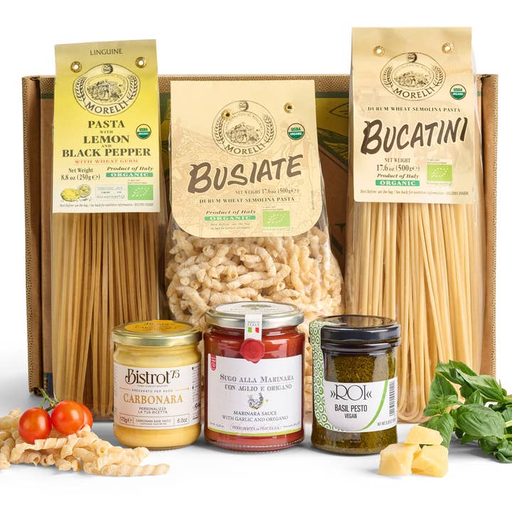 Pasta and sauce trio Gift Box for wholesale by Mercato di Bellina