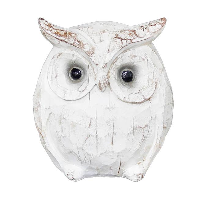 Antique White Resin Owl for wholesale by WT Collection