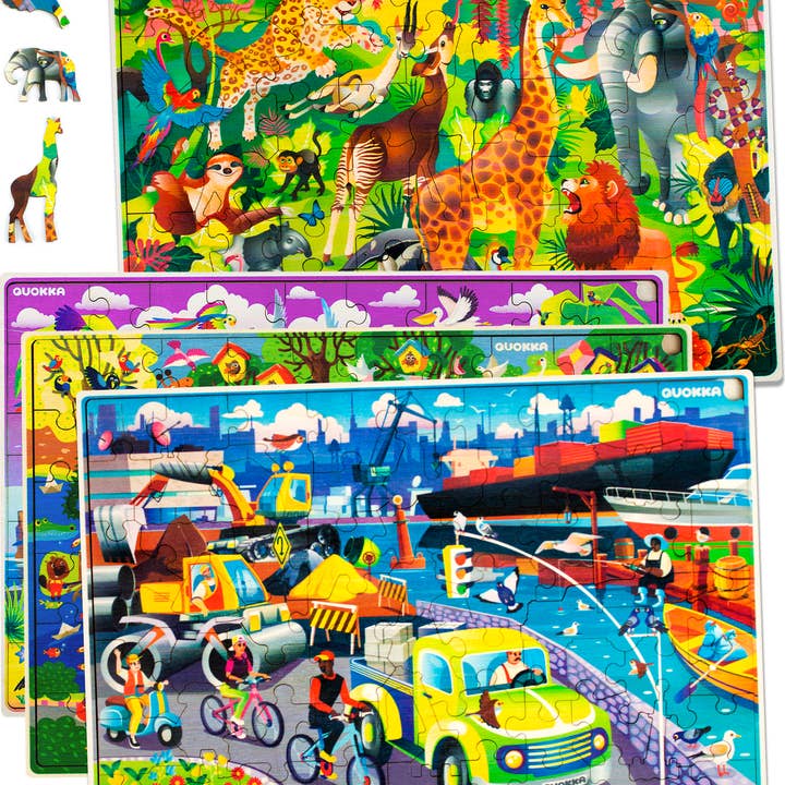 QUOKKA - Wholesale Puzzle - Kids - Wooden Puzzles for Kids 60 pieces | set of 4 Birds & Wild An