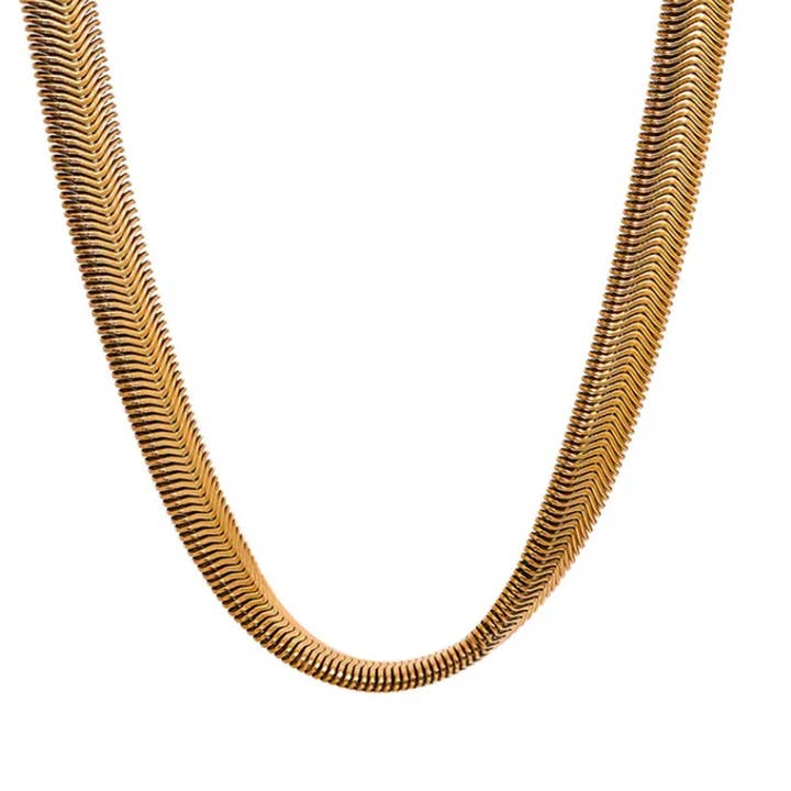 HoopLa - Wholesale Link & Chain Necklace - Snake Wheat Stainless Steel Waterproof Necklace16