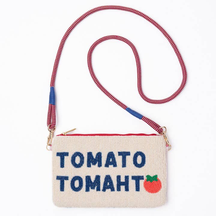 Leila Tomato Tomahto Seed Bead Clutch With Strap Wholesale for wholesale by INK + ALLOY