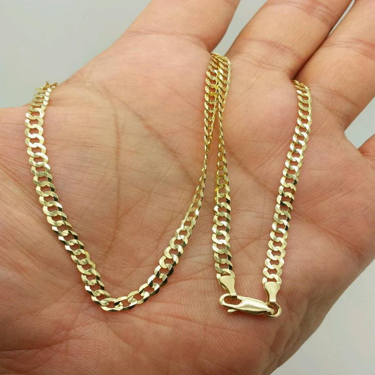 Wholesale 10K Yellow Solid Gold Italian Cuban Curb Chain Necklace