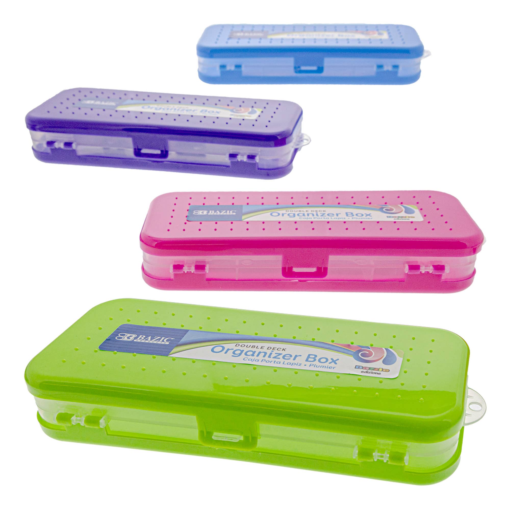 BAZIC Products - Wholesale Pencil Case/Pouch - Pencil Case 8" Bright Color Double Deck Organizer Box0