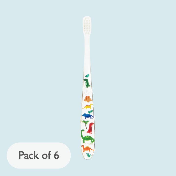 Kids & Toddler Toothbrush - Dinos | 6 Individual packs for wholesale by HAMICO -Innovative Toothbrush