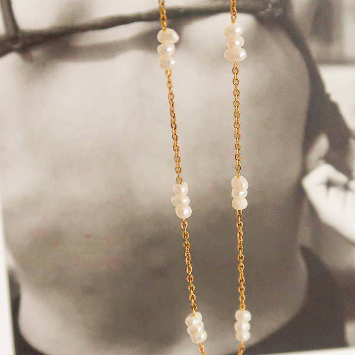 Yellow Gold 18K Non-Tarnish Petite Pearl Chokers for wholesale on Faire