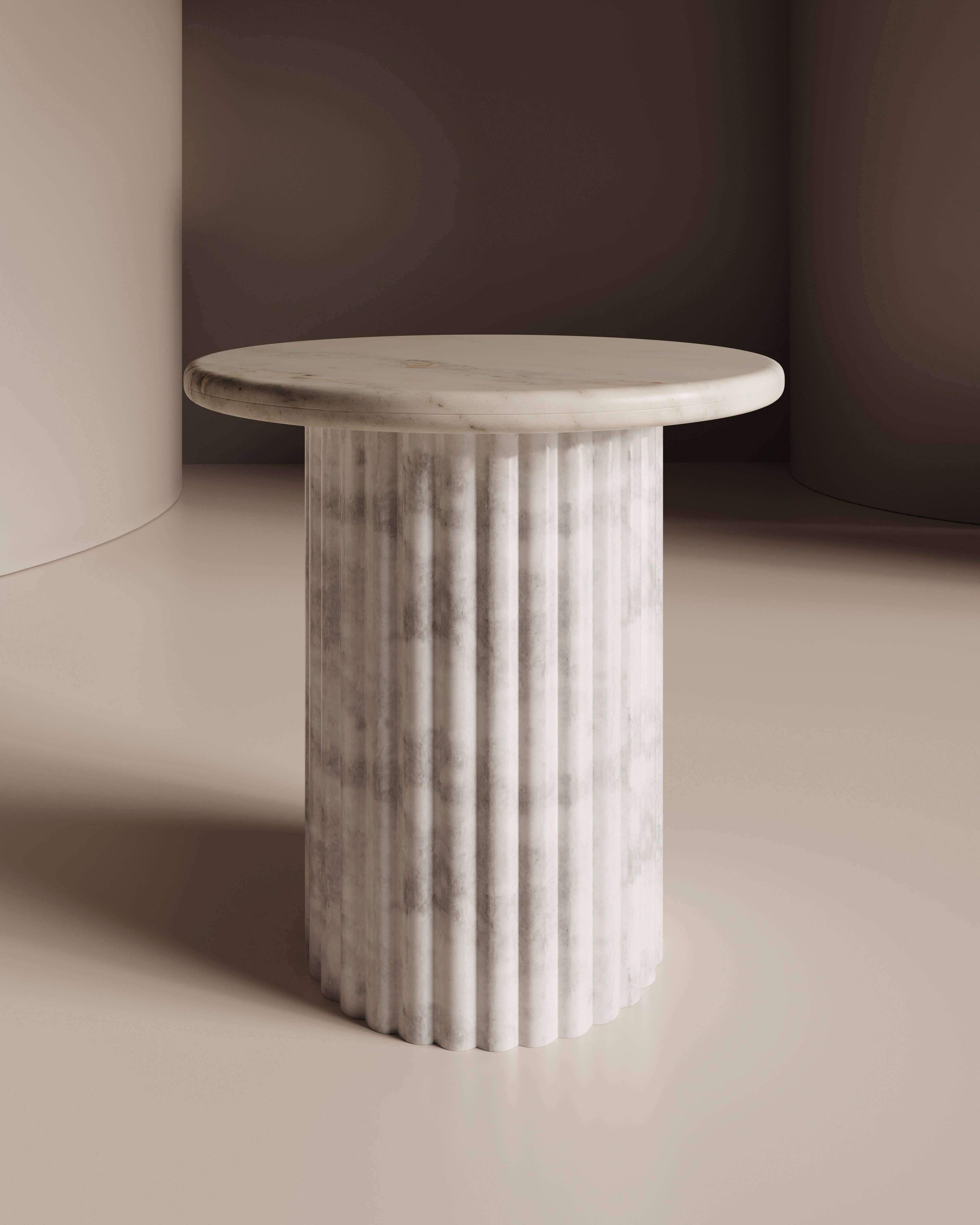 Belaré Home - Wholesale Side Table - Waverly White Marble End Table - 20x20 Italian Contemporary Design Side Table