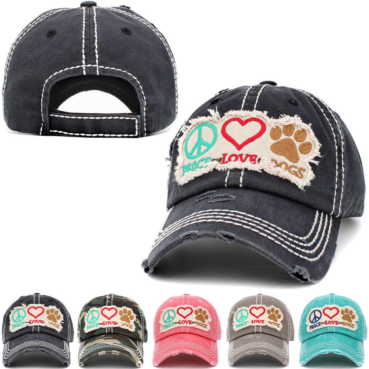 KBETHOS - Wholesale Hat Accessory - Women's - Peace Love Dogs Vintage Ballcap14