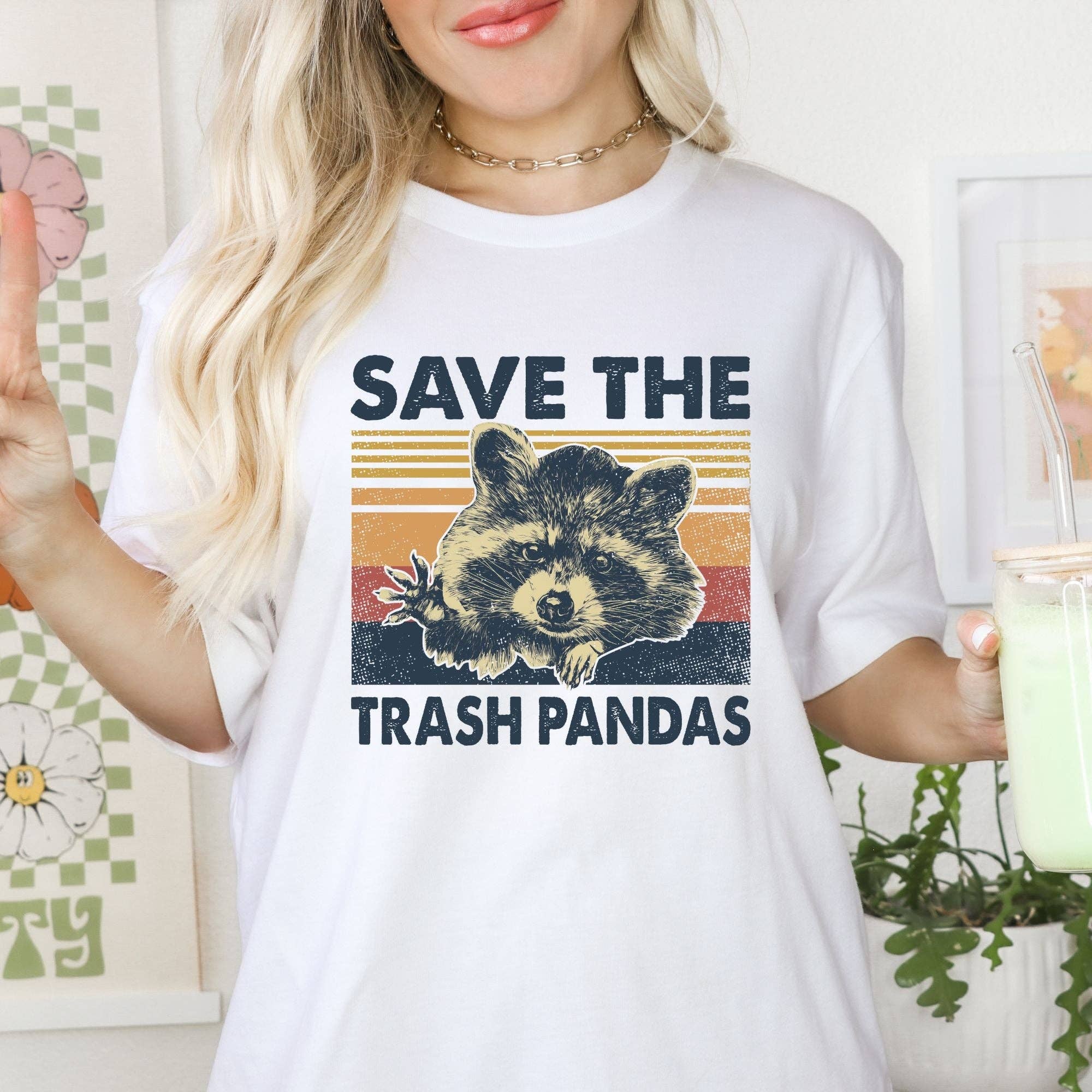 208T2.0 - Wholesale Screen Printed T-Shirt - Unisex - Save The Trash Pandas TShirt *UNISEX FIT* 10141