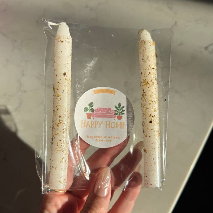 Sapphire & Sage - Wholesale Tapered Candle/Candlestick - Happy Home Ritual Candle - Warmth, Joy & Peace0