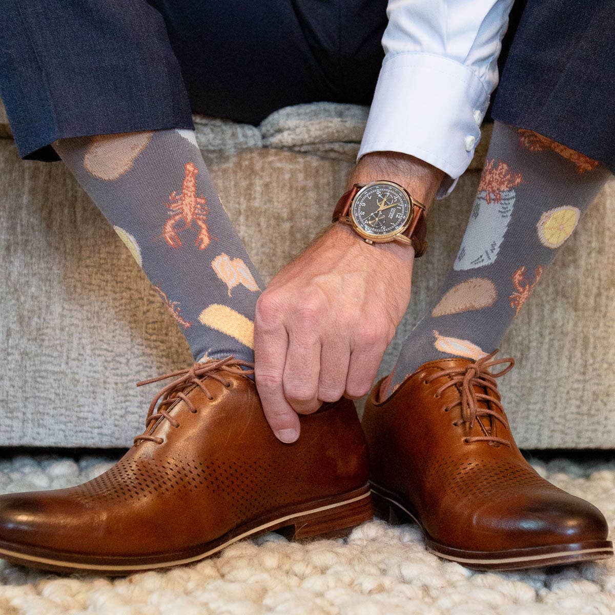 The Royal Standard - Wholesale Socks - Men's - Men's Crawfish Boil Socks   Gray/Red/Yellow  One Size0