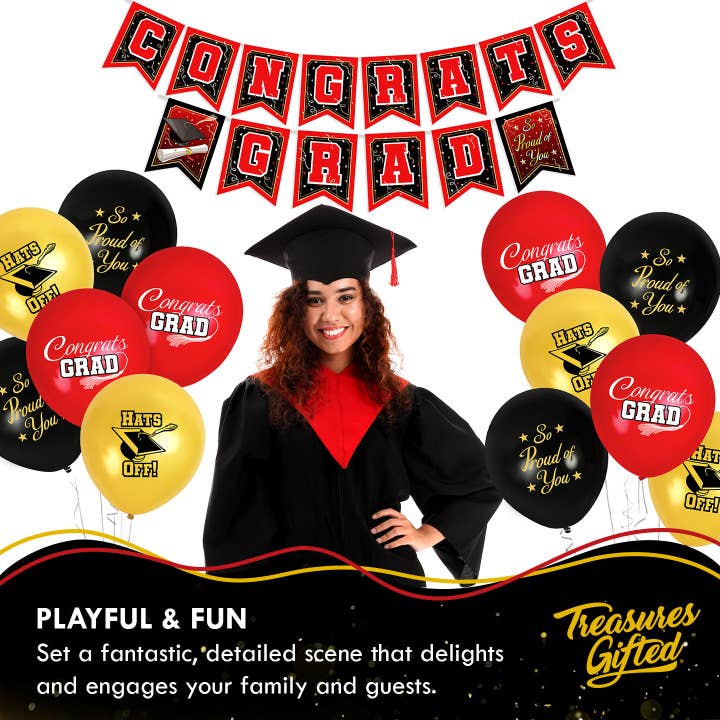 Treasures Gifted - Wholesale Balloon - Red Graduation Party Supplies Balloons - 12pk3