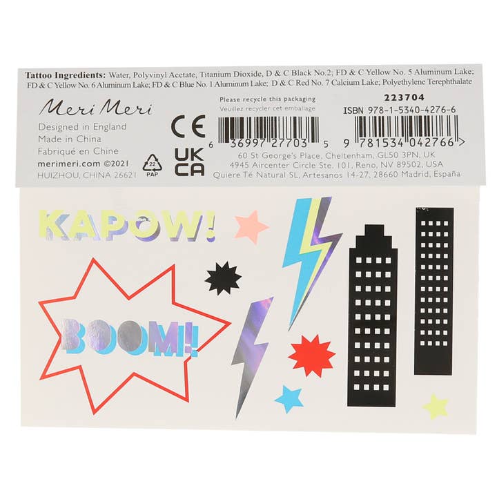 Meri Meri – wholesale Temporary tattoo – Child – Superhero Temporary Tattoos1